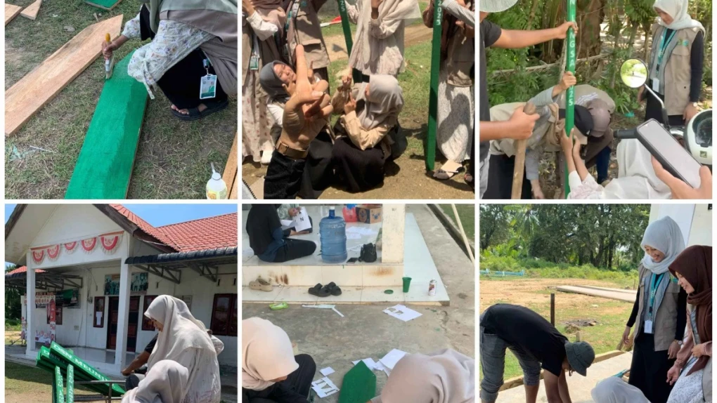 Permudah Navigasi Mahasiswa KKN Pasang Plang Batas di Seluruh Dusun Paya Lipah
