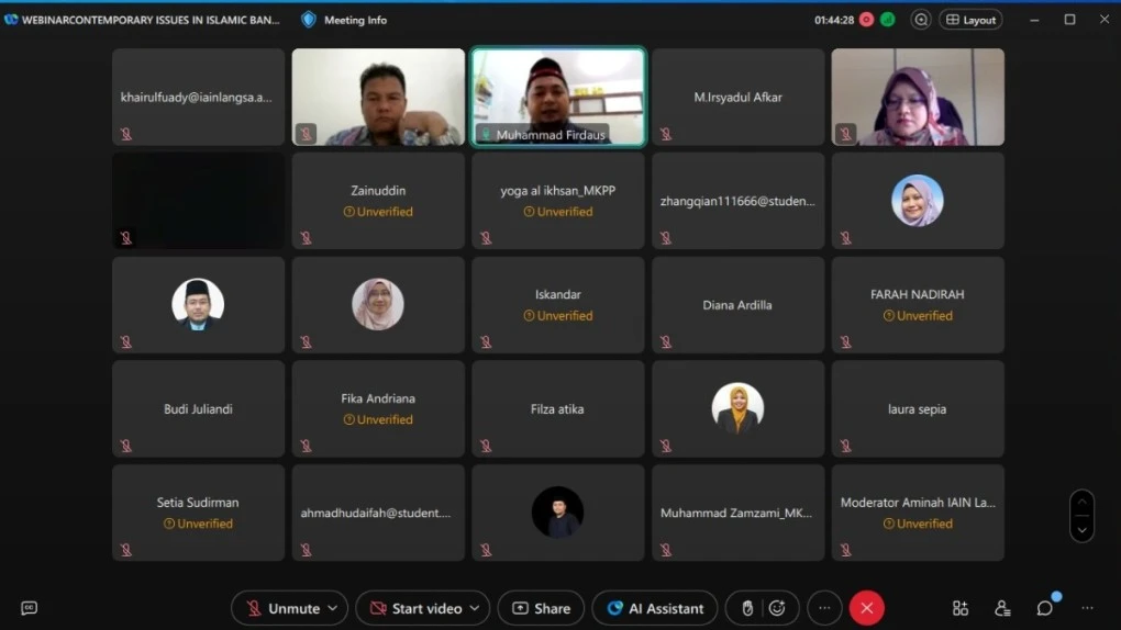 Kaprodi Hukum Ekonomi Syariah Muamalah Fakultas Syariah IAIN Langsa Menjadi Narasumber Webinar Internasional